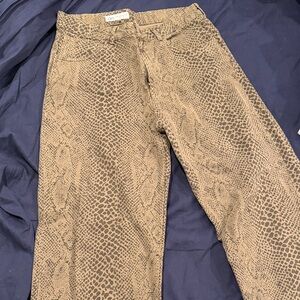 Zara High Rise Snake Print Jeans - Brown